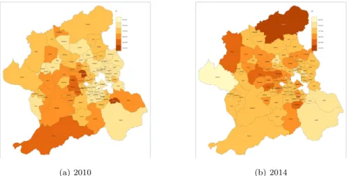 Figure 3.1 The regional plot for the regression coefficients of floor area