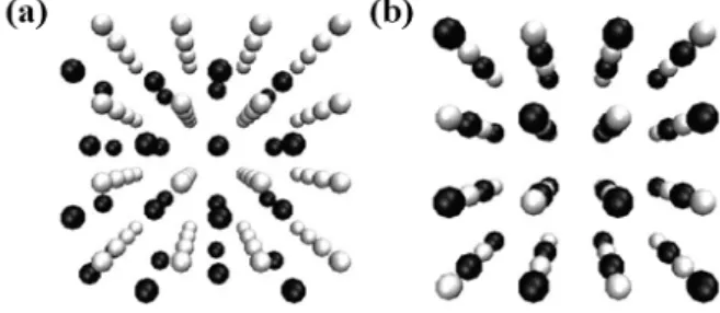 Fig. 2. (a) A 2 × 2 × 2 supercell of UO 2 fuel. Oxygen atoms are located at the corners of small cubes, and  ura-nium atoms are located at the center of an alternative cube