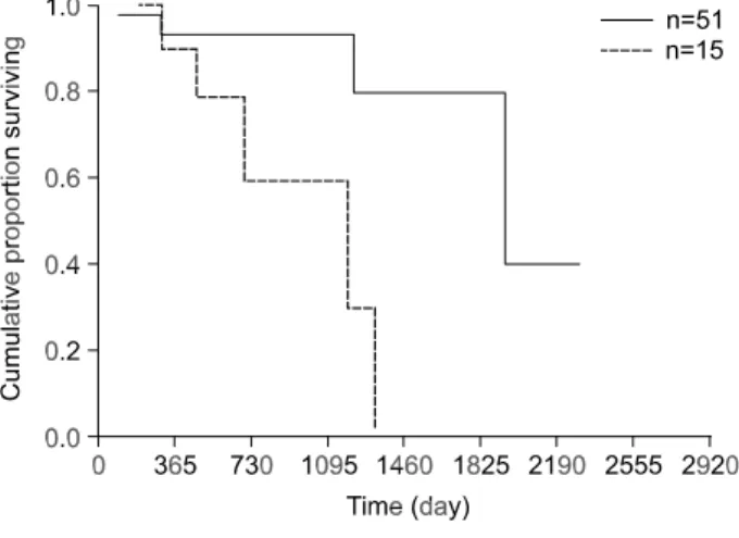 Fig.  1.  Cumulative  survival  rate  in  66  patients.