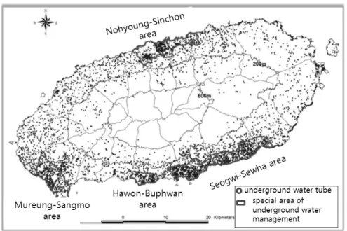 Fig. 2. Map of Jeju’s underground water tubes distribution suggestions on behalf of better future for water