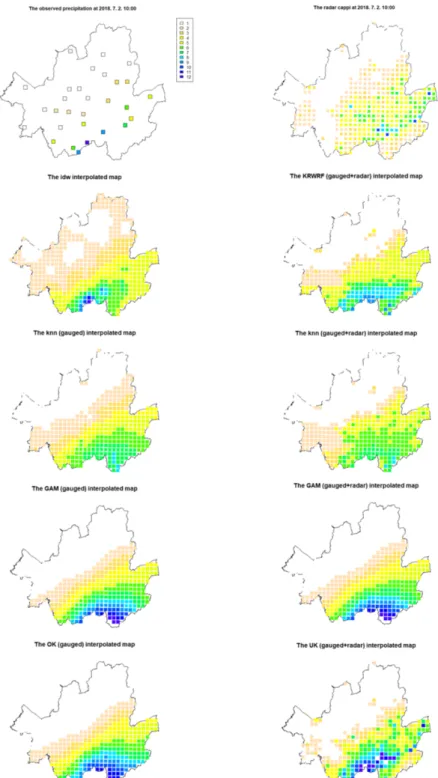 Figure 4.3 The examples of spatial interpolated map by models