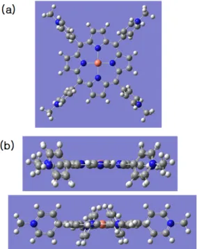 Fig. 2. The type of four isomer of CuTMPyP. (a) αααα, (b) αααβ, (c) ααββ, and (d) αβαβ