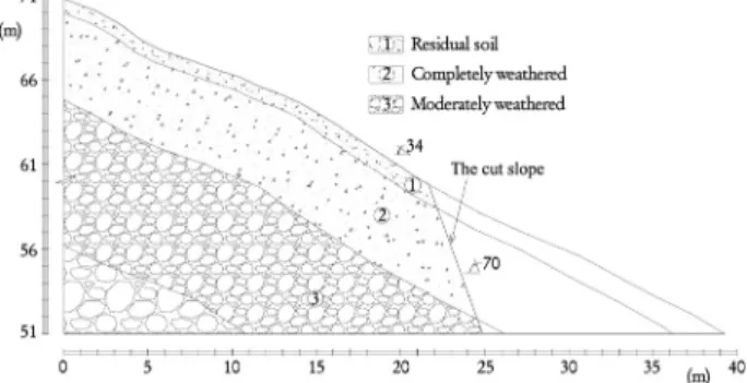 Fig. 3. Typical cross-section of cut slopes in Yen Bai city