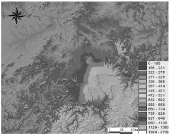 Fig. 1. The study area in Baekdu mountain Fig. 2. The DEM in Baekdu mountainyear, some researchers made studies about the landslide, 