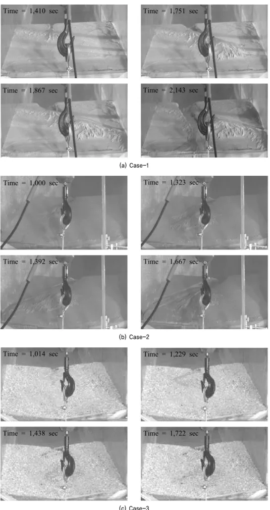Fig. 12. Pictures showing soil domain sloping face observed at different time during surface erosion/deposition caused by overland flow  (contd.)