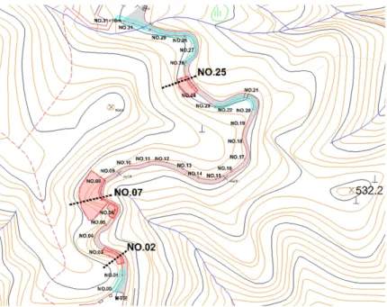 Fig. 6. Seokguram access road and investigation points