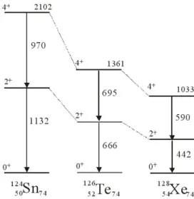 Fig. 1. Systematics of the ground band states in 124 Sn,