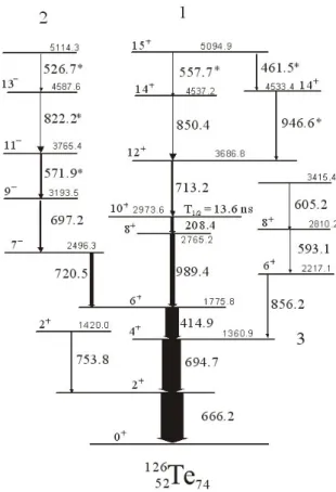 Fig. 2. Level scheme of 126 Te as obtained from the