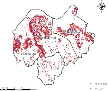 Figure 2.1 Spatial distribution of training and test data
