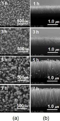 Fig. 1. The structural properties of ZnO buffer layer. (a) XRD spectrum of ZnO buffer layer, (b) AFM images of ZnO buffer layer.