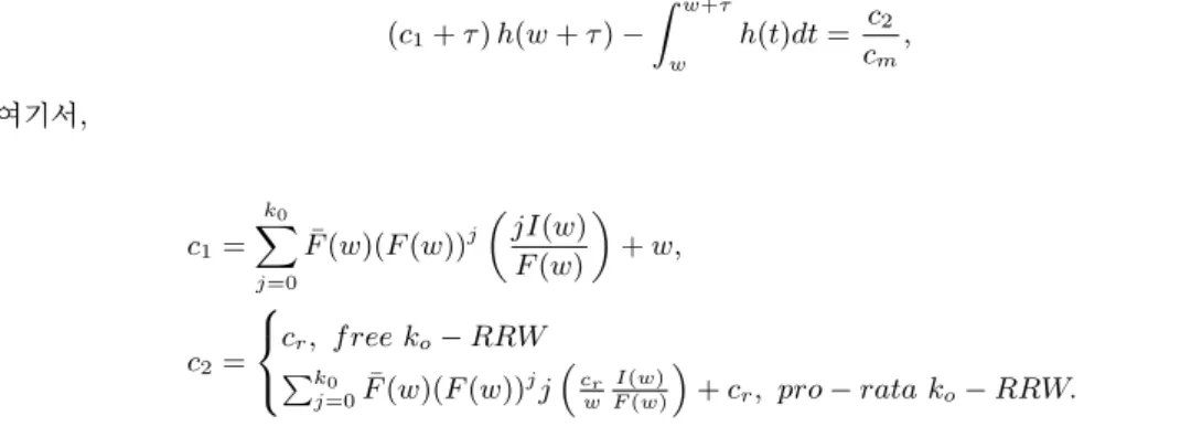 Figure 4.1 Optimal replacement policy after k 0 -RRW