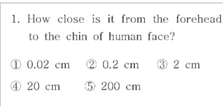 Fig. 1. Example of estimation ability questionnaire.