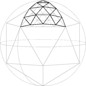 Fig. 2. Each triangular face of icosahedron divided into small equilateral triangles.