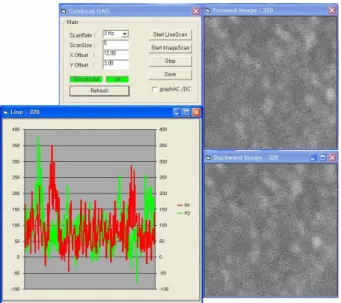 Fig. 8. Activated program (DAQ UI picture displaying the line profile and the general view.