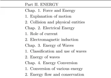 Table 1. Table of contents of the book A.