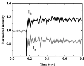 Fig. 4. Typical experimental data for two beam coupling experiment (β = +35 ◦ , E 0 = 0.9 V/µm)