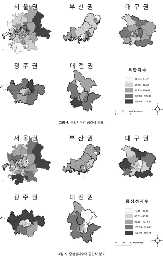 그림 4. 복합지수의 공간적 분포