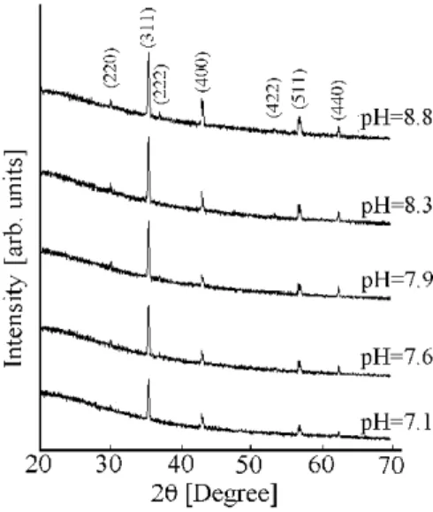 Fig. 1. X-ray diffraction analysis for the plated Fe 3 O 4