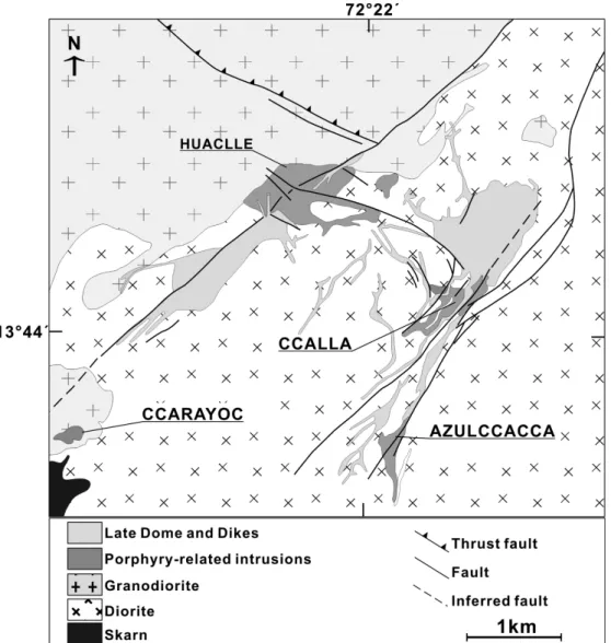 Fig. 3. Geologic map of Cotabambas prospect area modified from Perello et al. (2004).