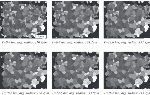 Table 1. Comparison of tracing method and line intercept method for grain size analysis grain size (experiment condition: static grain growth at 50°C)