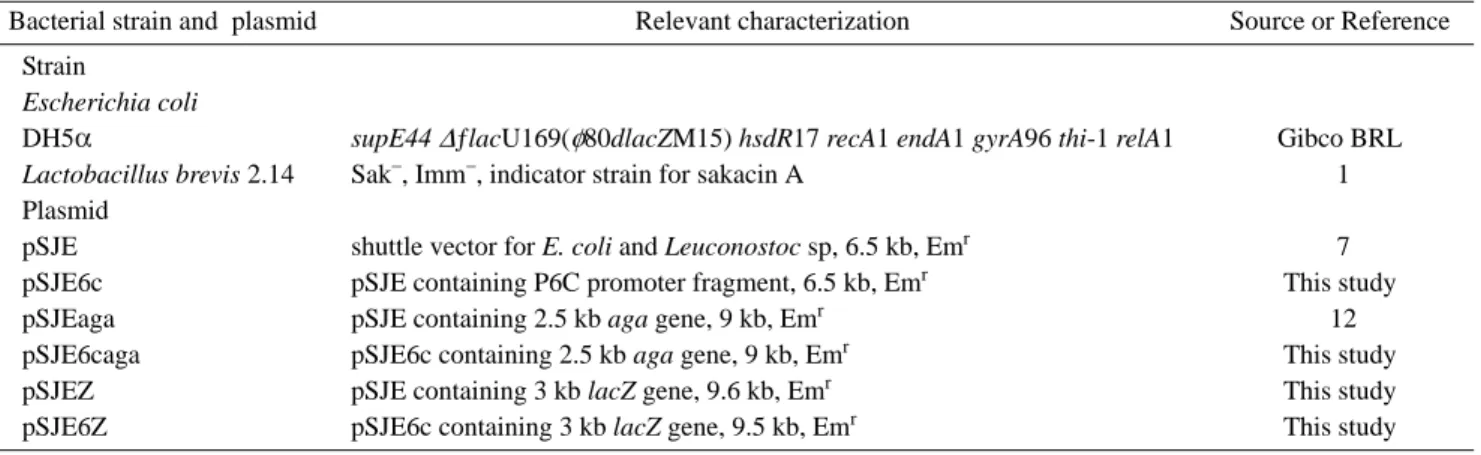 Table 1. Bacterial strains and plasmids.