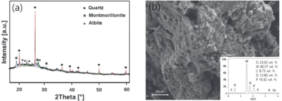 Table 2. Composition of ASBA analyzed by X-ray flourescence (XRF) Components Composition, (wt.%) ASBA Al 2 O 3 42.79 SiO 2 12.97 P 2 O 5 4.1 MnO 0.82 Fe 2 O 3 2.03 CO 2 34.21 Cl 0.31