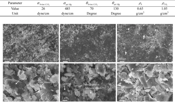 Fig. 4. FE-SEM photographs of mudstone samples examined in this study ; (a) YM 1, (c) YM 2, (e) YM 3 at 100×