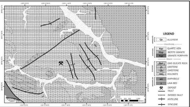 Fig. 1. Geological map of the study area.