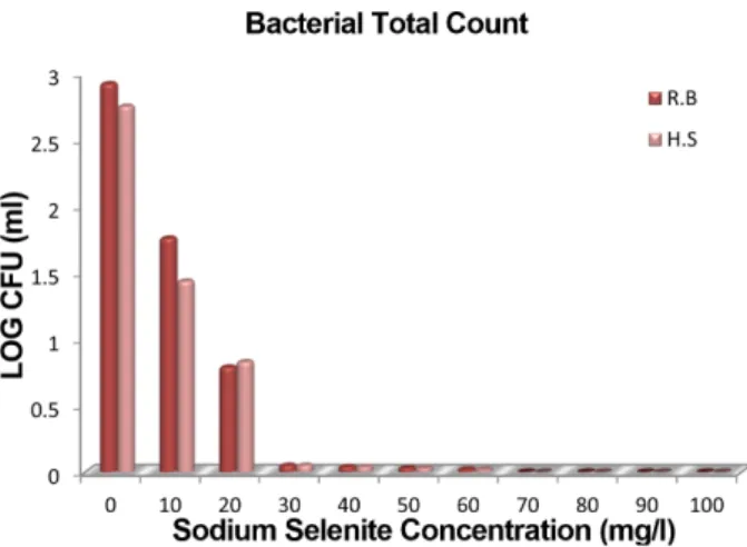 Fig. 3. Biomass organic selenium content ( µg/g) of the isolated bacterial strains. Different isolated strains were associated with different levels of biomass Se-containing protein.
