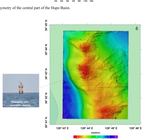 Fig. 5. The bathymetry of the central part of the Hupo Basin.