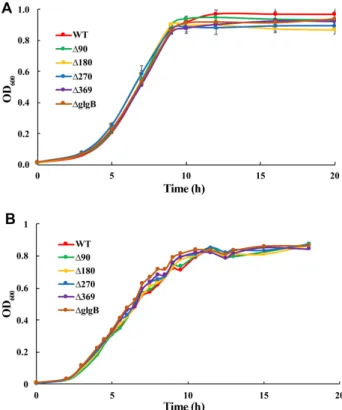 Fig. 1. Growth curves of  E. coli DH5α in 1 × M9 minimal salt medium with different T/G ratios