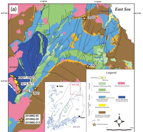 Fig. 1. Geological map of study area, modified after Hwang et al. (1996) and Kim et al