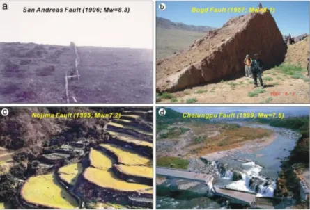 Fig. 1. Photographs of the surface ruptures associated with large earthquakes (from Kim et al., 2011)