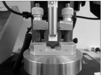 Fig. 2. A schematic illustration of the biaxial flexure test using the piston-on-three-ball test