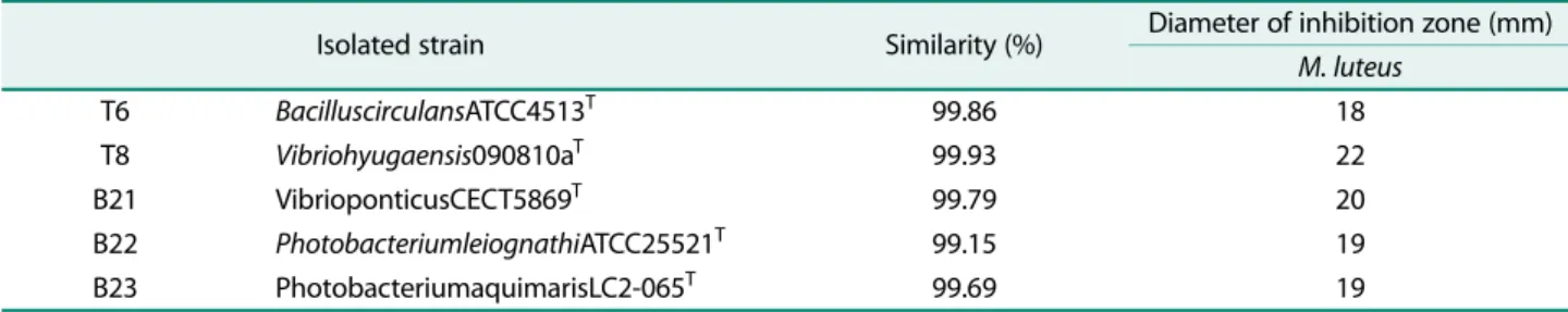 Table  4. Bacterial diversity associated with Diodon holoanthus.