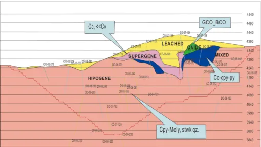 Fig. 6. Plan view of mineralized zones of Constancia mine (modified from Hudbay(2013)).