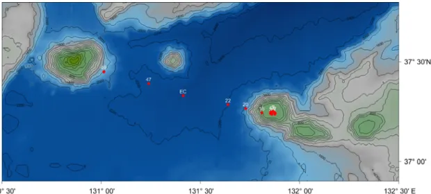 Fig. 1. Locality map of surface sediments collected from the East Sea.