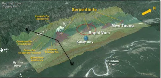 Fig. 4. Geological map showing the distribution of Cr-ore bodies at Bophi Vum(scale at 1:1,000).