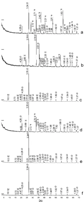 Fig. 5. XRD patterns of concentrate and solid resi- resi-dual (a; raw concentrate, b; roasted concentrate, c; 