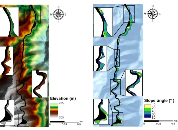 Fig. 3. TIN(Triangulated Irregular Network) for study area. Fig. 4. Slope angle distribution map of the study area.