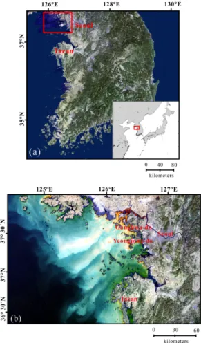 Table 1. Band characteristics of COMS/GOCI and Landsat ETM+