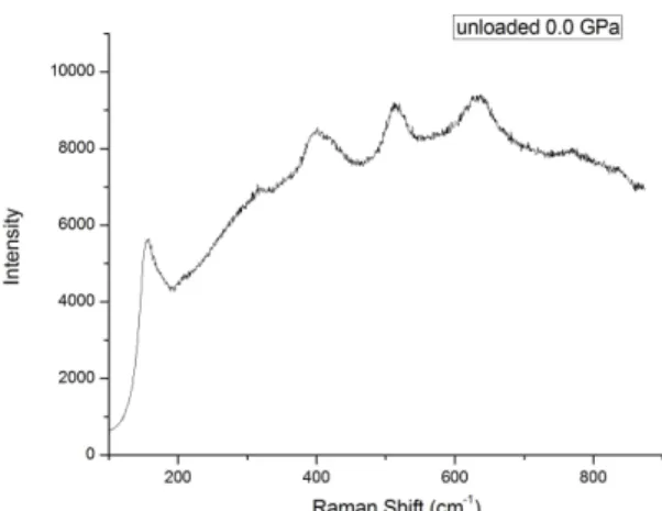 Fig. 4. Raman spectroscopic pattern unloaded to am- am-bient pressure.