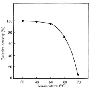 Fig. 5.  Effect of temperature on the stability of alkaline  protease. 