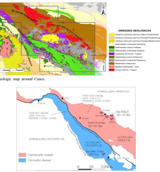 Fig. 2. Geologic map around Cusco.