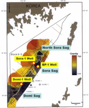 Fig. 2. Gravity anomaly map of the Block 6-2(modified from Park, 2011).