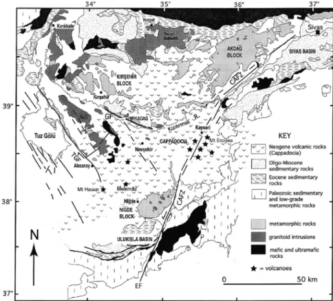 Fig. 9. Geological map of the Central Anatolian Crystalline complex (modified after Whitney et al., 2003).