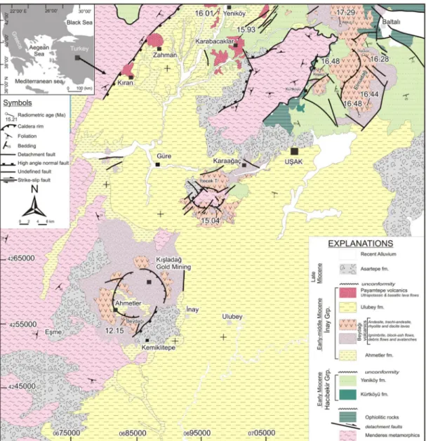 Fig. 10. Geological map of the Usak-Gure basin (Karaoglu et al., 2010).
