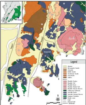 Fig. 1. Geological map of study area and sampling locations.