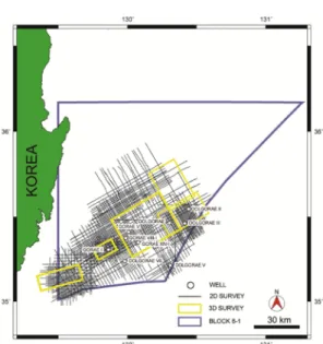 Fig. 2. Structural outline and bathymetry of the study area.