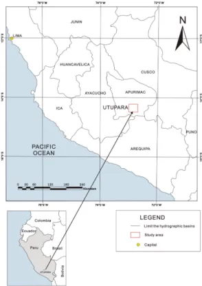 Fig. 1. Location map of the Utupara mineralized zone in Peru.
